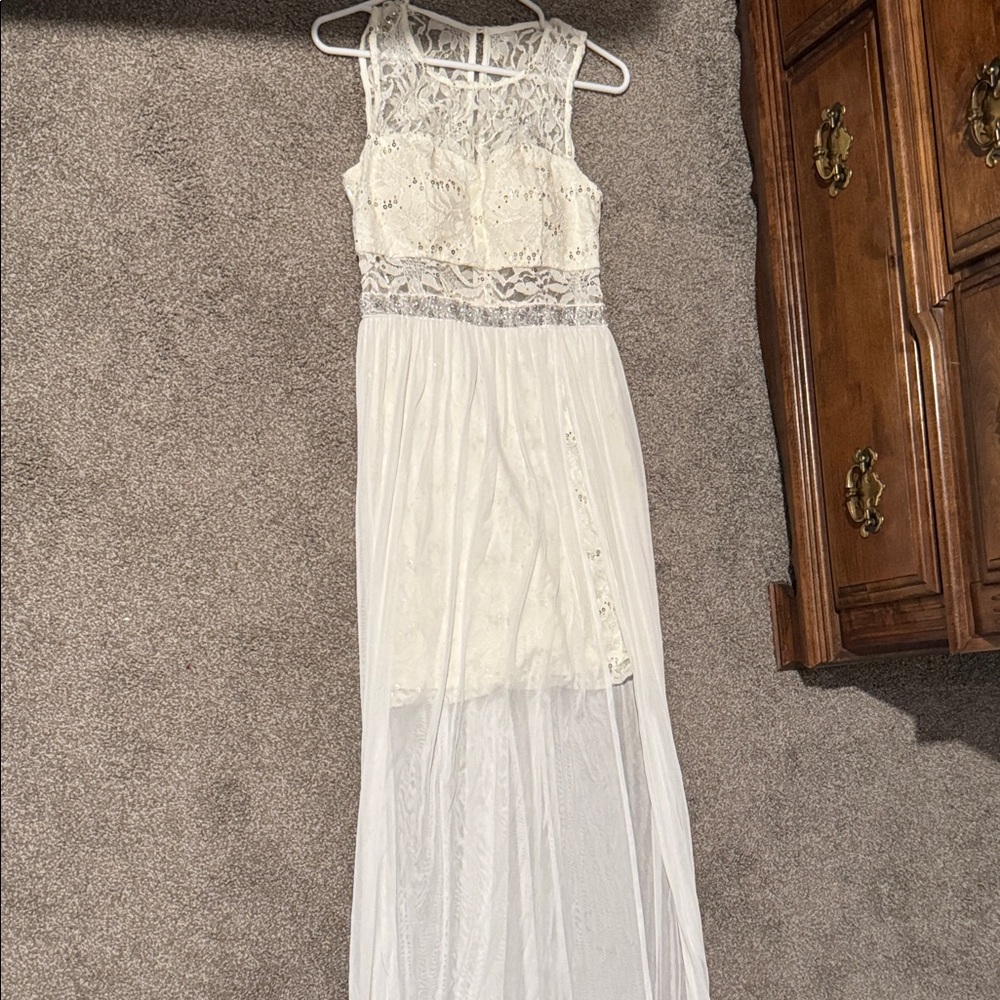 BCX Lace Maxi Dress - Cream
